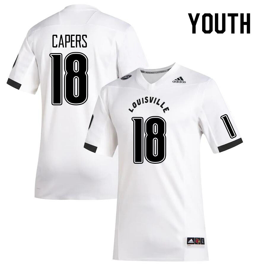 Youth #18 T.J. Capers Louisville Cardinals College Football Jerseys Stitched Sale-White